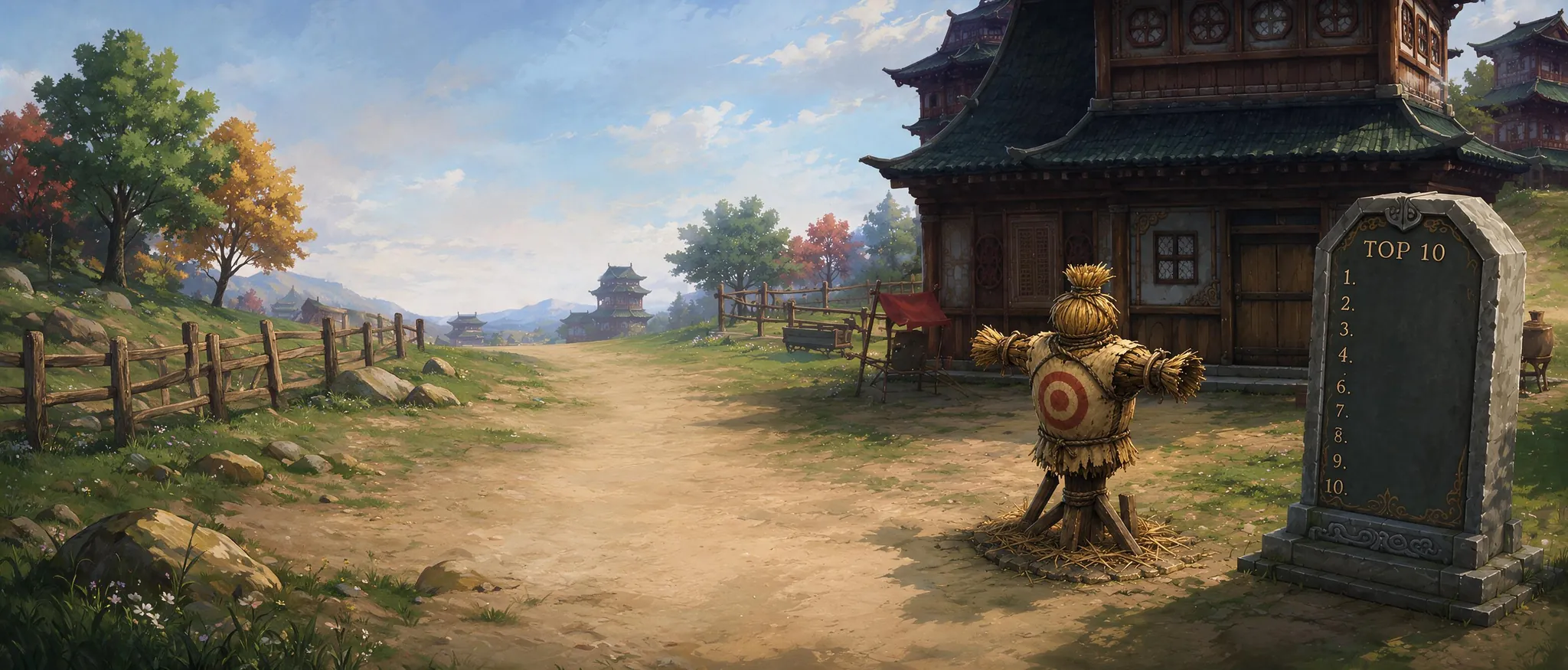 Damage Challenge: the village dummy and the leaderboard stone