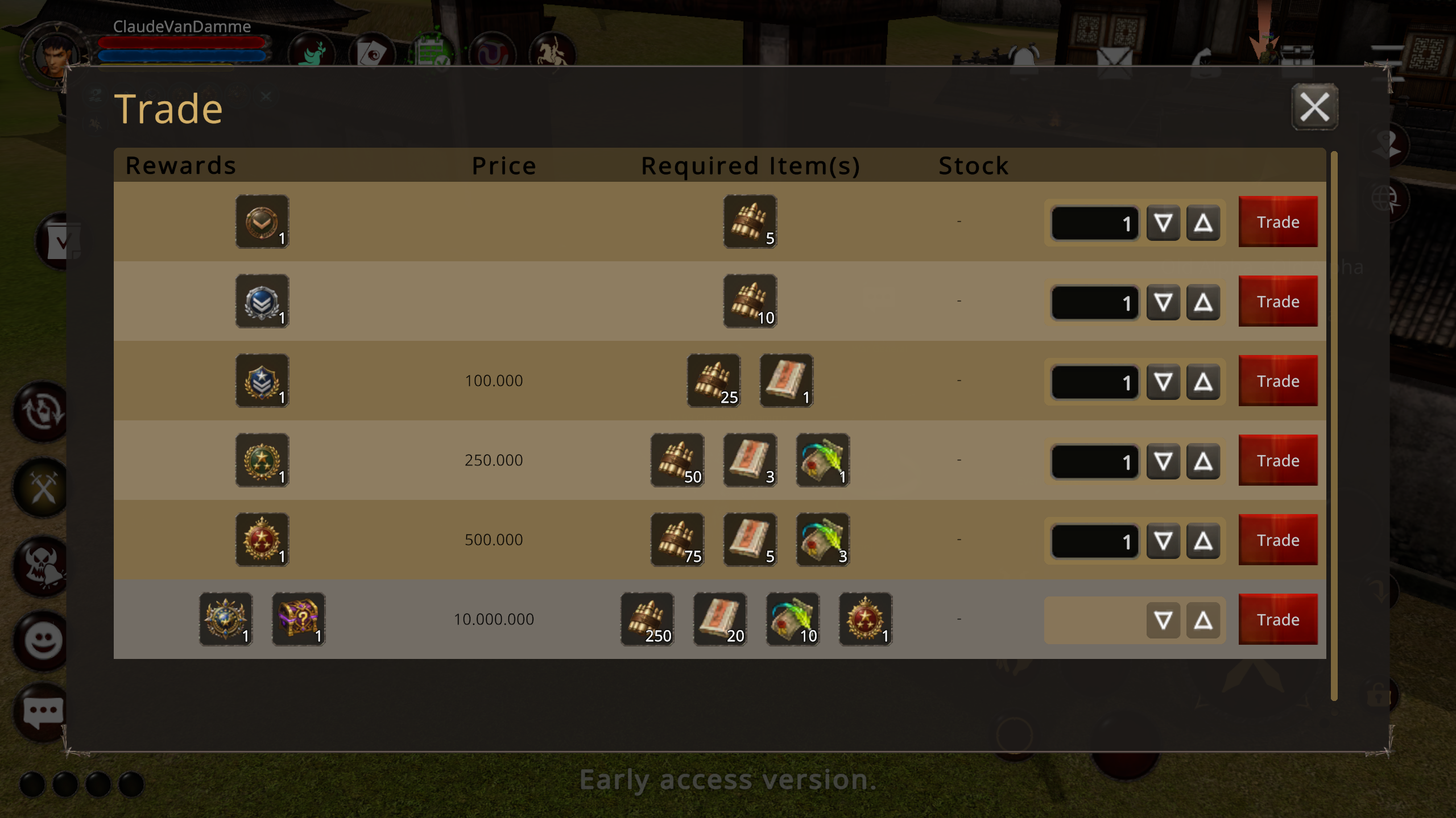 Trading more than one item at once in an event
