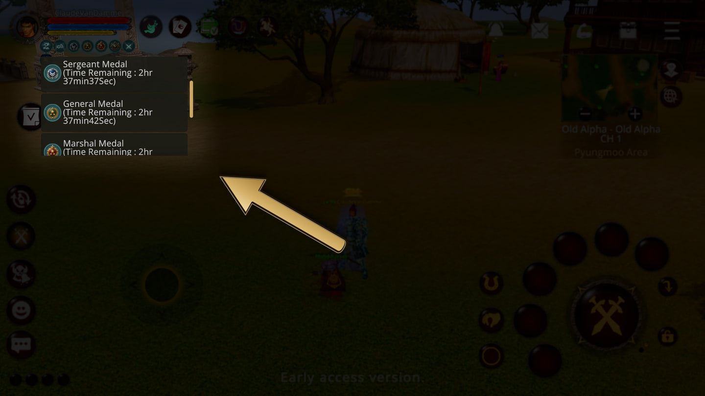 A medal buff running in the buff bar